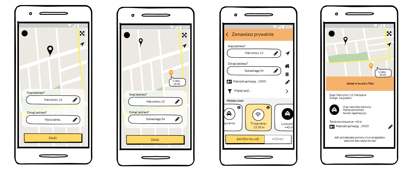 iTaxi version 4.0 wireframes