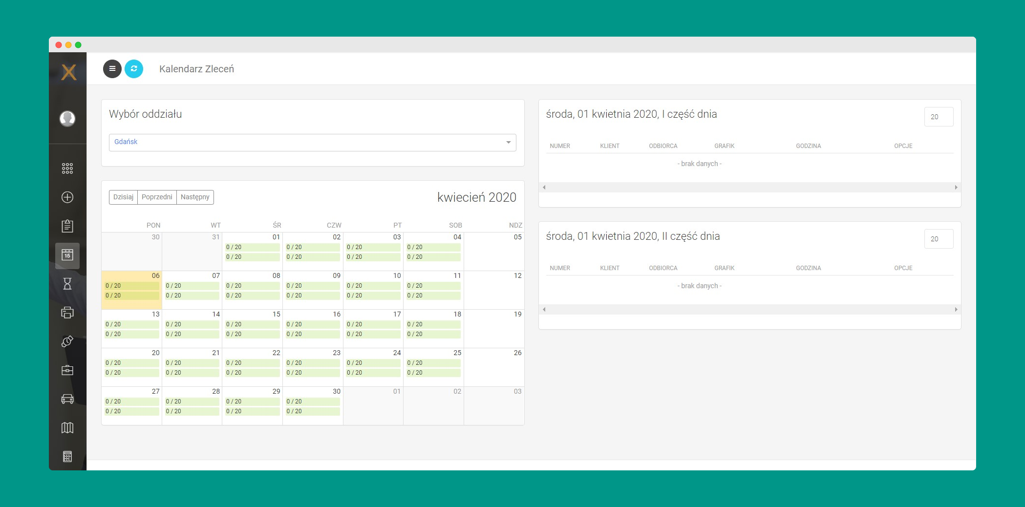 Expert Transport scheduling interface